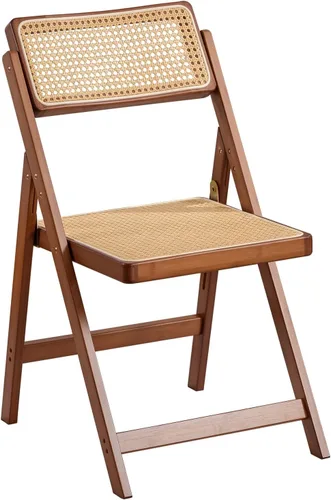 Vista 12 de Furlide Juego de 2 sillas de comedor de ratán, sillas de comedor modernas de mediados de siglo con brazos, sillas de bambú para exteriores