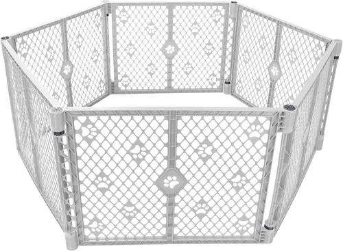 Vista 19 de MyPet Puerta extra ancha para perros con puerta pequeña para mascotas. 38.5 a 103.5 pulgadas de ancho. Puerta para gatos para puerta. Fabricado