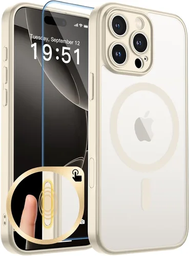 Vista 76 de zapica Funda magnética para iPhone Air, con protector de pantalla de vidrio templado, compatible con MagSafe, translúcida mate, a prueba de golpes