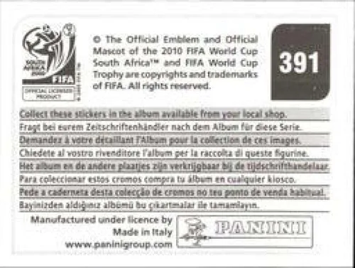Vista 2 de Pegatinas de la Copa Mundial de la FIFA de Panini 2010 #391 Camerún – Adhesivo oficial de álbum de fútbol del equipo de Camerún