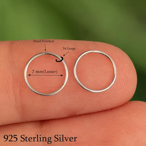 Vista 75 de Aretes de aro de oro de plata – Aretes de aro para mujer, dos piezas de aros de plata fina rellenos de oro, aro de hélice, anillo de tragus, aro