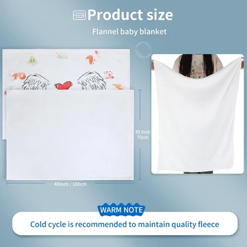 Vista 2 de Preboun 6 Piezas Mantas de Tiro de Sublimación Gruesas de Felpa Suave Mullidas Manta Blanca en Blanco para Bricolaje Fotos de Sublimación
