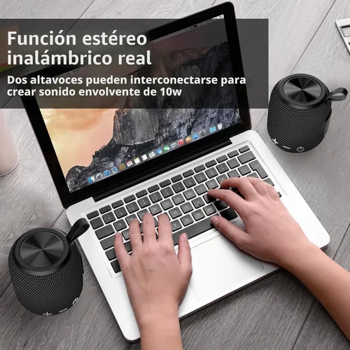 Vista 4 de Altavoces Bluetooth portátiles inalámbricos mini altavoz Bluetooth 5.0, sonido envolvente 360 HD estéreo, IPX7 impermeable para viajes, piscina