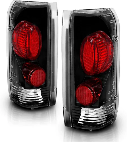 Vista 2 de AmeriLite - Juego de luces traseras de freno de repuesto color negro Euro para Ford F-Series/Bronco 1989-1996 - Lado del pasajero y del conductor