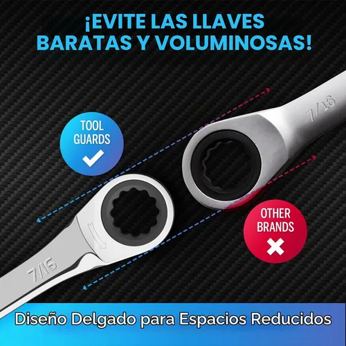 Vista 3 de Llave de 7/16" - Llave de trinquete - Perfil delgado - Llave de trinquete - 100% Garantía de satisfacción de por vida