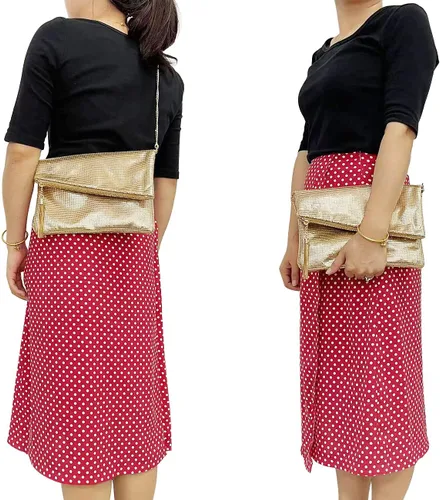 Vista 7 de Bolso de mano grande de malla metálica para noche, bolso convertible con borla