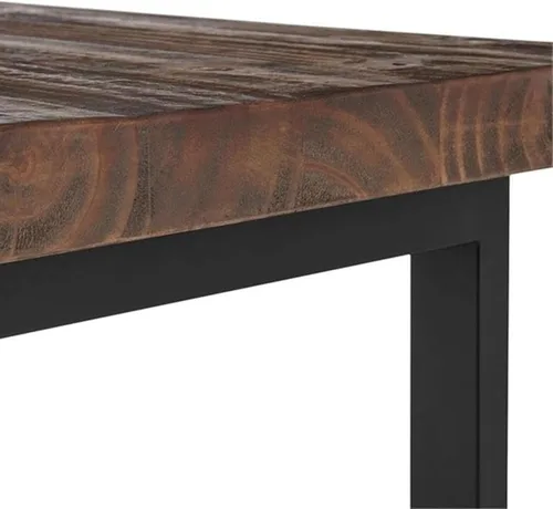 Vista 11 de Alaterre Furniture Pomona - Mesa auxiliar de madera maciza de 2 niveles con acabado natural y patas de metal, decoración moderna de granja