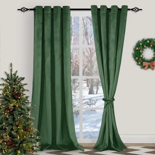 Vista 12 de XWZO Cortinas de terciopelo azul de 63 pulgadas de largo, elegantes cortinas de lujo suaves para sala de estar, aislamiento térmico, oscurecimiento