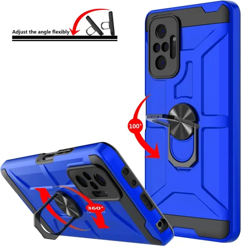 Vista 4 de Funda para Xiaomi Redmi Note 10 Pro, Redmi Note 10 Pro MAX con 3 protectores de pantalla de vidrio templado, soporte de anillo integrado y soporte
