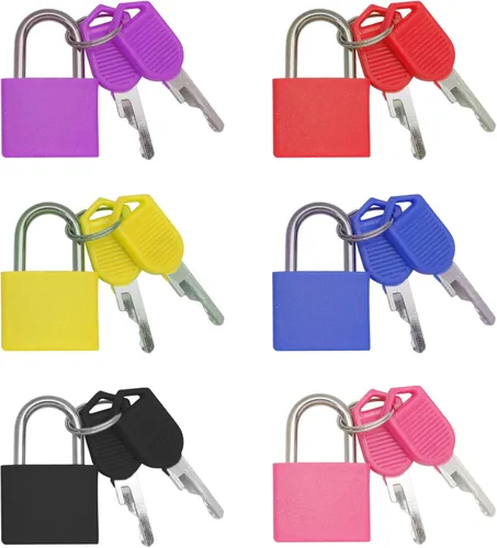 Vista 8 de Bonsicoky Paquete de 10 candados para maleta con llaves, candados metálicos multicolor para equipaje, mini candados con llave para maleta, mochila