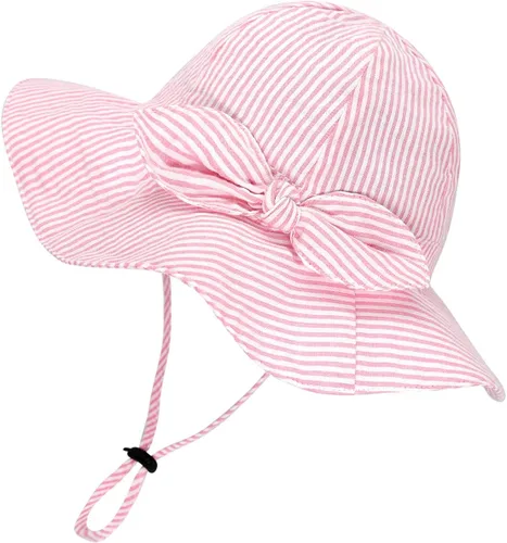 Vista 25 de Toddler Kids Baby Girl Sun Hat Floppy Cotton Summer Hat 50+ SPF Protective 04/Flor/Blanco