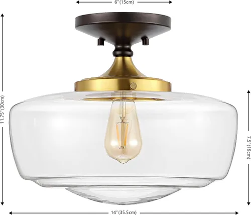 Vista 4 de JONATHAN Y Marfa 14" Clear Semi Flush Mount, Oil Rubbed Bronze/Brass Gold