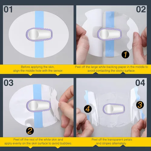 Vista 2 de Nuanchu 100 parches adhesivos impermeables compatibles con G6, calcomanías transparentes de larga duración, a prueba de sudor, protección continua