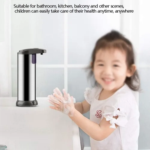 Vista 2 de Máquina dispensadora de jabón inteligente de acero inoxidable, dispensador de desinfectante de manos con sensor infrarrojo sin contacto, dispensador