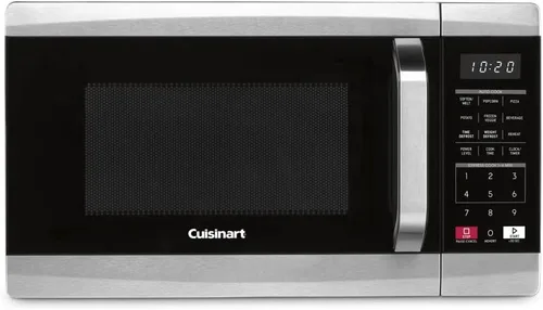 Vista 2 de Cuisinart CMW-70 Horno de microondas de acero inoxidable, quemador doble de plata y hierro fundido, 11.5 pulgadas de largo x 19.5 pulgadas de ancho