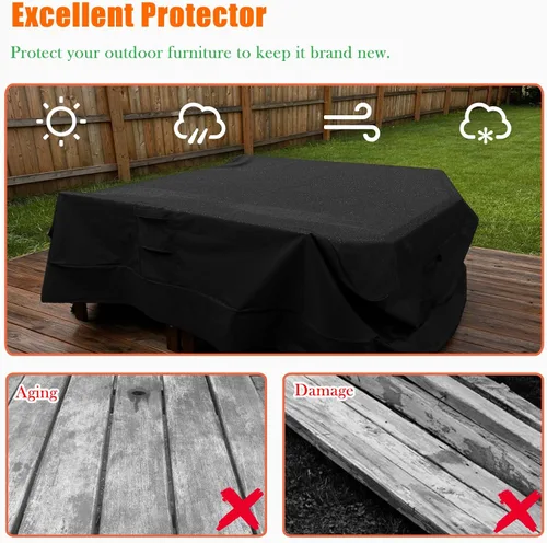 Vista 3 de WOMACO Funda rectangular u ovalada para mesa de exterior, cubierta impermeable para mesa de patio para muebles de exterior, funda resistente