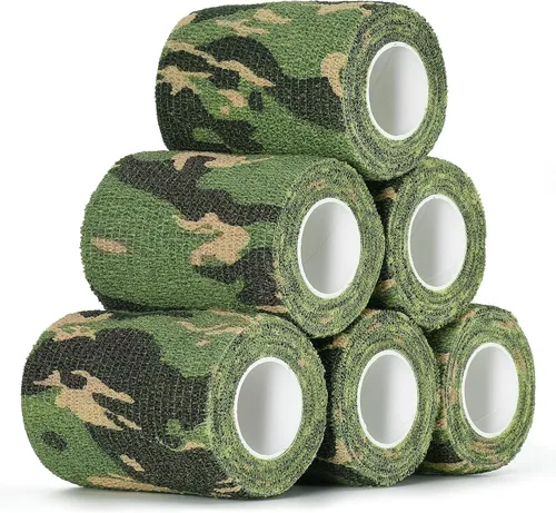 Vista 10 de 6 unidades de cinta de camuflaje autoadhesiva de camuflaje vendaje cohesivo de 3 pulgadas x 5 yardas, envoltura deportiva autoadhesiva de camuflaje