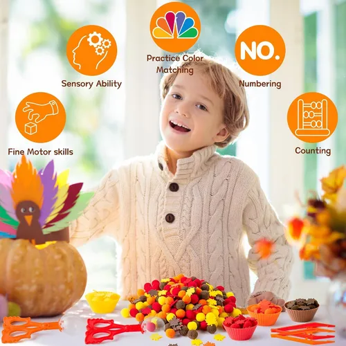 Vista 6 de EZdhuawuse Llenadores sensoriales de otoño – 294P Otoño Acción de Gracias juguetes de motricidad fina para niños, juguete de conteo de otoño