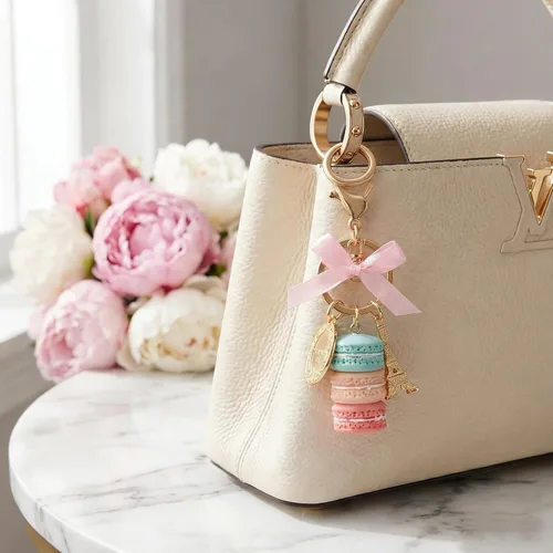 Vista 5 de Llavero Anillo Torre Eiffel Macaron Charm Lindo Colgante Bolsa Charm Monedero