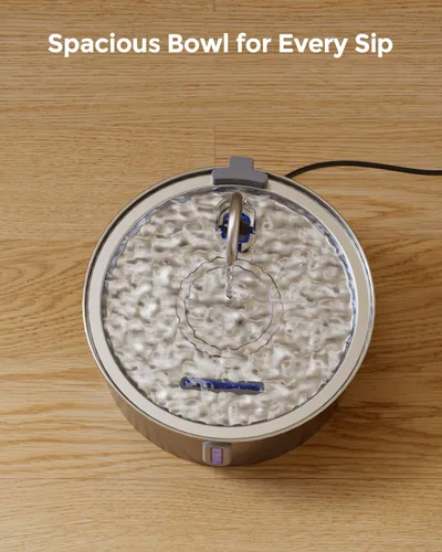Vista 9 de Fuente de agua para gatos de acero inoxidable: fuente para gatos de 108 oz/3.2 L para beber Dispensador de tazón de agua silencioso para gatos