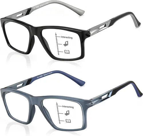 Vista 11 de CARA Premium 2 Pack Gafas de Lectura Progresivas Multifocales, Marco TR90 Ligero Anti-luz Azul para Computadora, Estándar para Rango de Distancia
