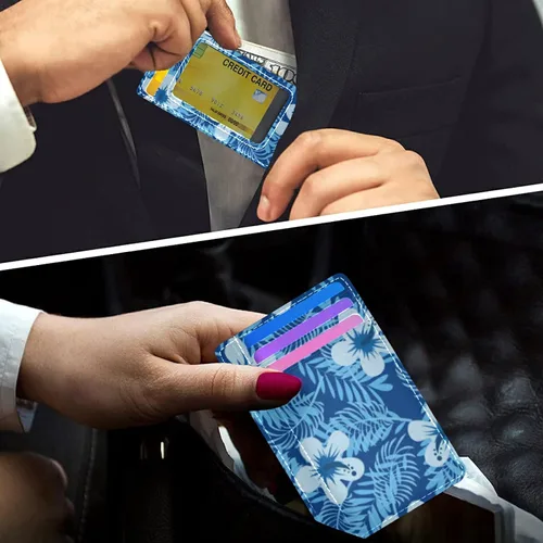 Vista 6 de Billetera de cuero minimalista delgada, bolsillo frontal con bloqueo RFID para tarjetas de crédito, La funda para pasaporte es muy perfecta