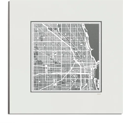 Vista 143 de O3 Design Studio San Diego, CA Paper Cut Map Matted Grey 20x20 in Paper Art