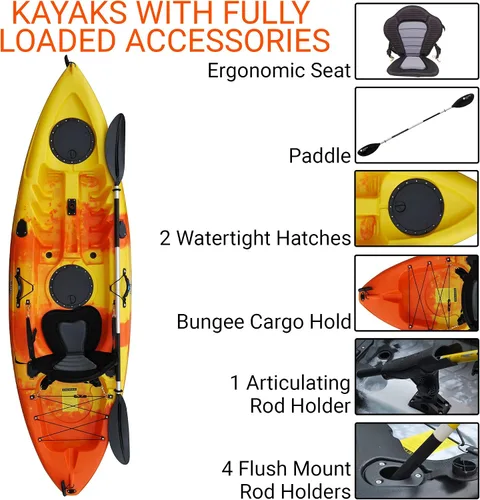 Vista 3 de BKC FK184 - Kayak de pesca de 2.74 m de eslora con un asiento individual y remo incluido