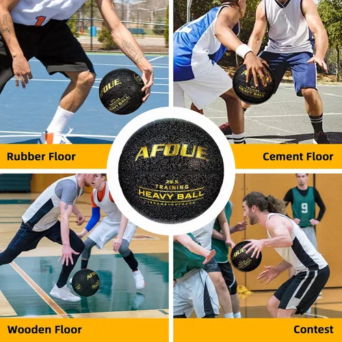 Vista 8 de Quality Faux Leather Heavy Training Basketball 29.5/28.5" Size 7/6 Negro estrellado