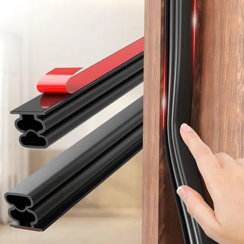 Vista 13 de alophoty Burlete para puerta – Tira de sellado de puerta de goma TPE autoadhesiva de 10 pies para marco de puerta, sello de ventana, aislamiento