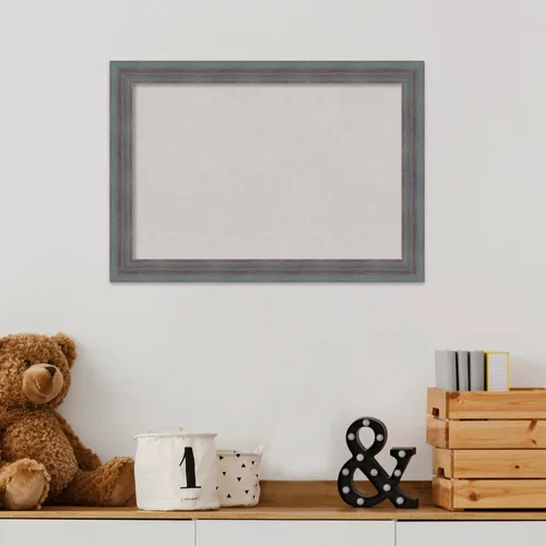 Vista 5 de Amanti Art Grey Cork Board for Wall, 14x20 Vision Board with Blue Wood Frame, Small Corkboard Office Decor for Home Organization, Country Rustic
