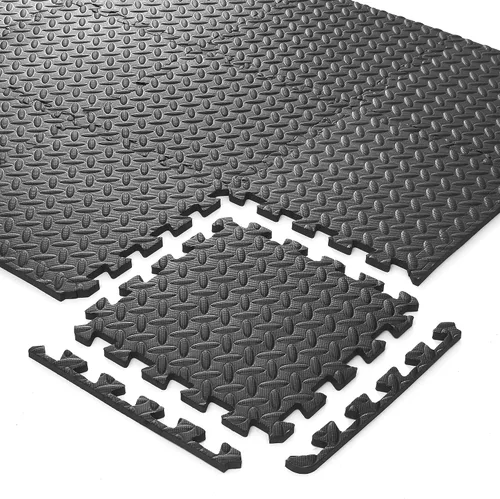 Vista 4 de Philosophy Gym Paquete de 12 alfombrillas de ejercicio – 12 x 12 pulgadas de goma de espuma entrelazada rompecabezas azulejos – negro