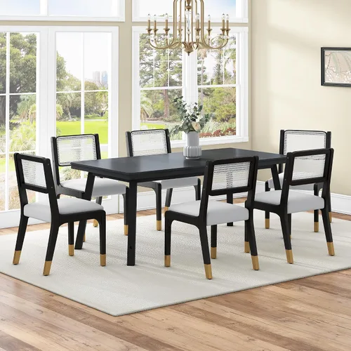 Vista 7 de Dining Chairs Set of 2 for Dining Room, Kitchen Table & Seating Chair Sets with Solid Wood Legs and Padded Seat, Modern Farmhouse Accent Side