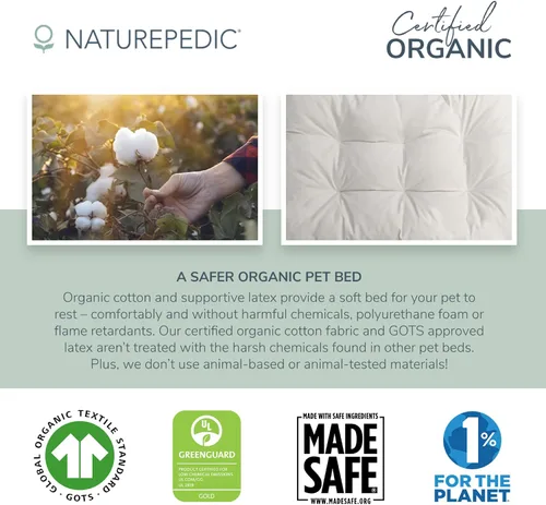 Vista 8 de Naturepedic Cama orgánica para mascotas pequeñas – Camas súper afelpadas para perros y gatos – Tapete de ultra apoyo – Cama ideal para mascotas sin
