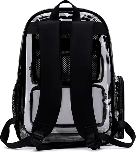 Vista 89 de CAMTOP Mochila transparente resistente y transparente para estudiantes, escuela, trabajo, festival, viajes, deportes, Beige, Mediana, Camtop Mochila