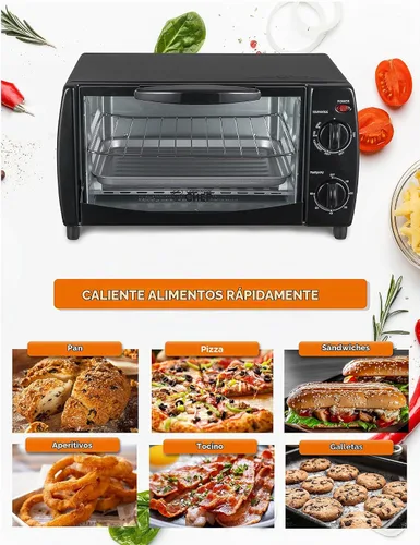 Vista 2 de Commercial Chef Horno tostador 10L, 4 rebanadas, 1000 W, CHTO40B, negro