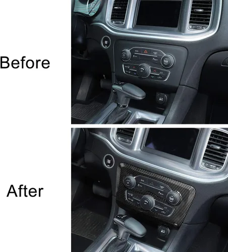 Vista 6 de Voodonala Para cargador de radio, CD, interruptor de CD, consolas centrales para Dodge Charger 2015-2026+, accesorios interiores, fibra de carbono