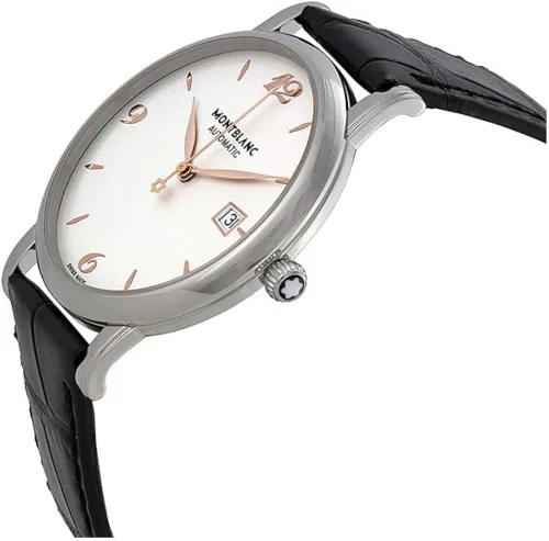 Vista 2 de Montblanc Reloj automático para hombre con esfera blanca plateada 110717 Blanco