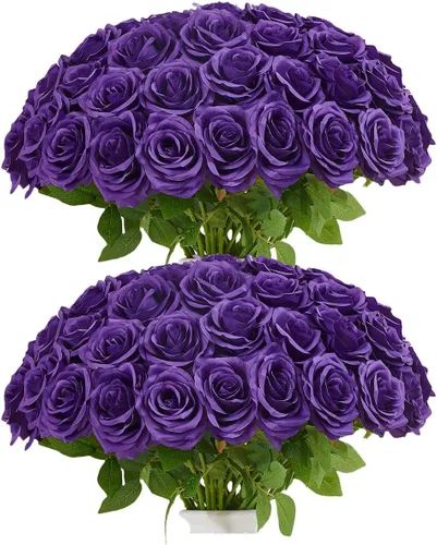 Vista 12 de 10 rosas artificiales abiertas, tallos de rosas artificiales para arreglos de boda, ramo de novia, centro de mesa, flores de seda sintética falsas