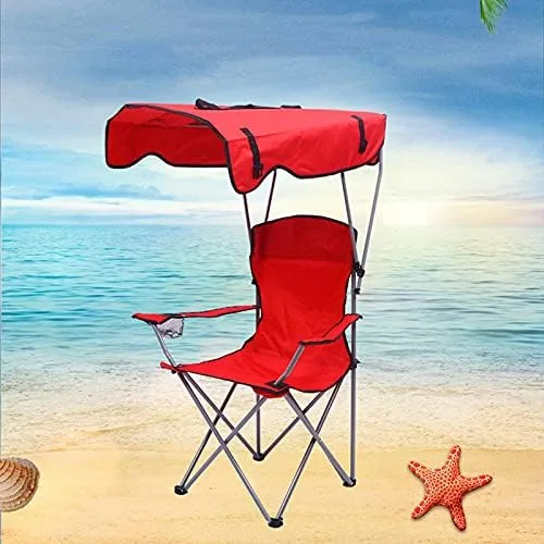 Vista 11 de Portable Outdoor Folding Chair with Canopy - Lightweight Beach, Camping & Fishing Chair - UV Protection, Sunshade, Easy to Carry - Royal Blue