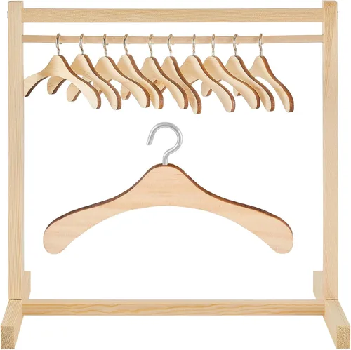 Vista 9 de Civaner Perchero de ropa de muñeca con colgador de madera para ropa de muñeca de 18 pulgadas, mini perchas para armario, accesorios de muebles