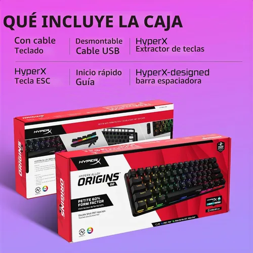 Vista 9 de HyperX Alloy Origins 60 - Teclado mecánico para juegos, factor de forma ultra compacto del 60 %, teclas PBT de doble disparo, retroiluminación LED