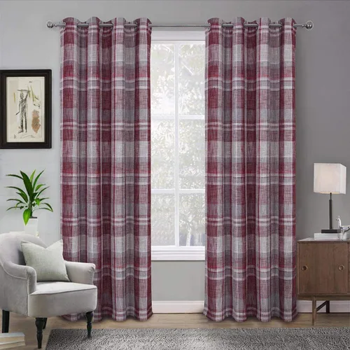 Vista 21 de always4u - Cortinas de cuadros beige con ojales, aspecto de lana, modernas para sala de estar y dormitorio, decoración del hogar, cortinas a