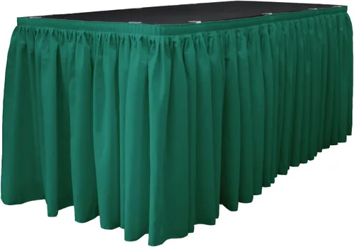 Vista 7 de LA Linen Falda de mesa de popelina de poliéster para mesas rectangulares, tela plisada para banquetes de boda, 14 pies por 29 pulgadas de largo