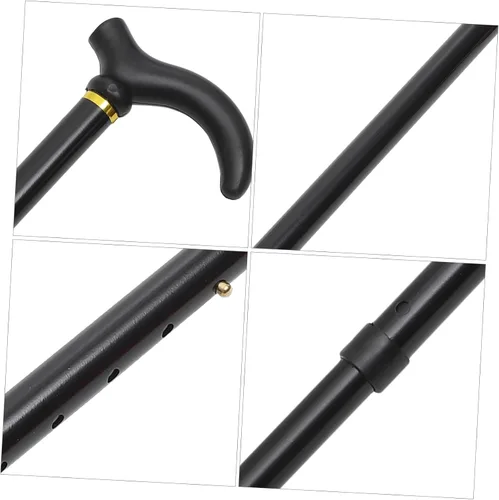 Vista 5 de Bastón de aleación de aluminio de altura ajustable para personas mayores, ligero, diseño de mango ergonómico para hombres y mujeres, color negro