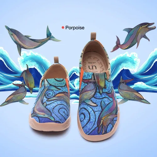 Vista 2 de UIN - Tenis informales tipo mocasines para mujer de punto pintados suaves y cómodos para caminar