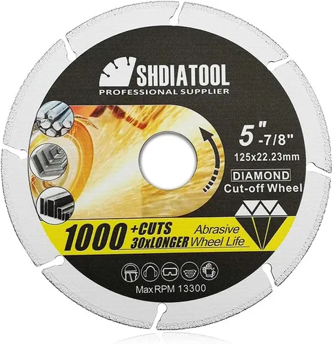 Vista 18 de SHDIATOOL Disco de corte de metal de diamante de 4 pulgadas para tubo de acero Ángulo de barras de refuerzo de hierro Hoja de rueda de corte soldada