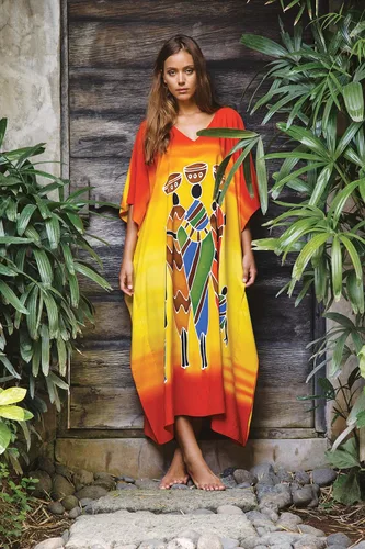 Vista 6 de SHU-SHI Vestido largo de caftán para mujer, vestido largo de playa, vestido casual de talla grande