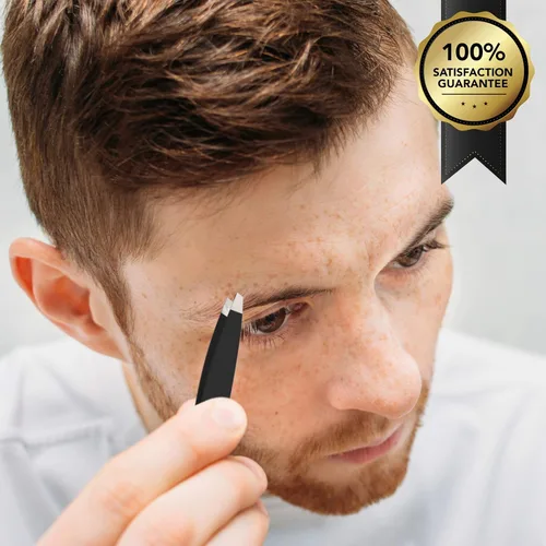 Vista 8 de Pinzas de acero inoxidable negras de precisión Punta inclinada profesional y pinzas de punta astilla para cejas Herramienta de eliminación