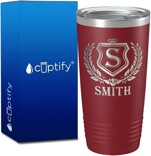 Vista 44 de Vaso personalizado de regalo de cumpleaños para mujeres y hombres, con monograma de escritura dividida, inicial y nombre grabado en negro, taza